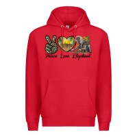 Red Peace Love Elephant Premium Hoodie - LillyAllenDesigns