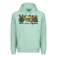 Seafoam Peace Love Elephant Premium Hoodie - LillyAllenDesigns