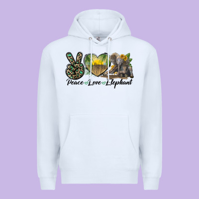 Peace Love Elephant Premium Hoodie Designed By Lillyallendesigns