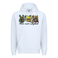 White Peace Love Elephant Premium Hoodie - LillyAllenDesigns