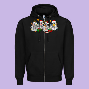 Pantasmas Ghost Christmas Zipper Hoodie Designed By Zillion Design Studio