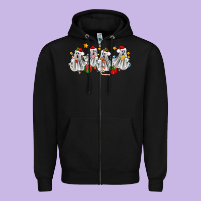Pantasmas Ghost Christmas Zipper Hoodie Designed By Zillion Design Studio