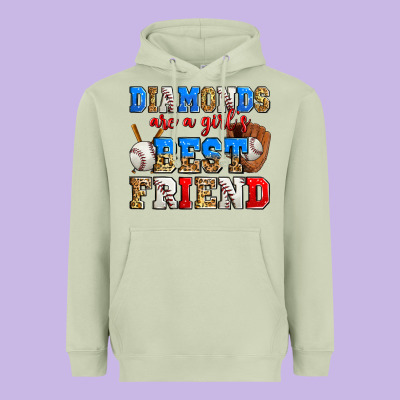 Diamonds Are A Girl's Best Friend Baseball Heavyweight Hoodie Designed By Zillion Design Studio