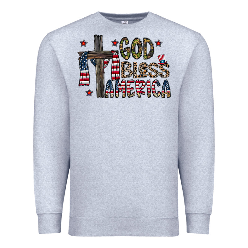 God Bless America Premium Sweatshirt by CowhideDigitalArt | Teevron