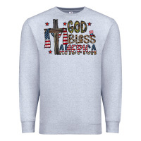 Heather Grey god bless america Premium Sweatshirt - CowhideDigitalArt