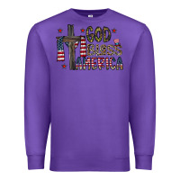 Purple god bless america Premium Sweatshirt - CowhideDigitalArt