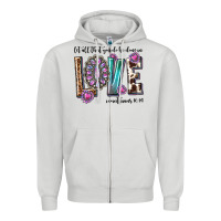 Dove Grey western let all that you do be done in love with g Zipper Hoodie - texasbilliewilder