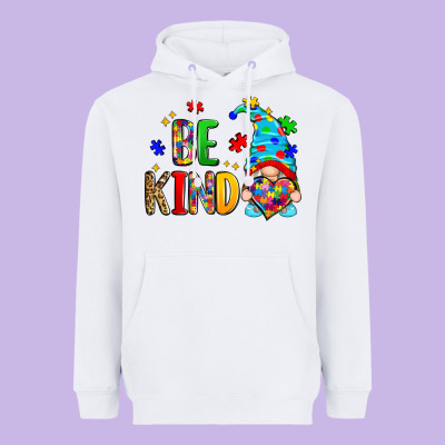 Be Kind Autism Gnome Heavyweight Hoodie Designed By Zillion Design Studio