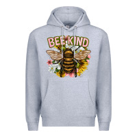Heather Grey bee kind Premium Hoodie - NancyCooperArtShop