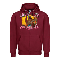 Burgundy western long live cowgirls Zipper Hoodie - texasbilliewilder