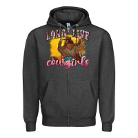 Charcoal Heather western long live cowgirls Zipper Hoodie - texasbilliewilder
