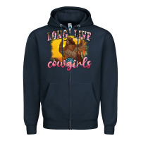 Navy western long live cowgirls Zipper Hoodie - texasbilliewilder