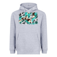 Heather Grey Cowhide Background Western Heavyweight Hoodie - texasbilliewilder
