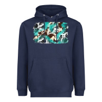 Navy Cowhide Background Western Heavyweight Hoodie - texasbilliewilder