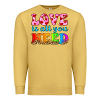 Antique Gold love is all you need Premium Sweatshirt - HRA Design Shop