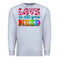 Heather Grey love is all you need Premium Sweatshirt - HRA Design Shop