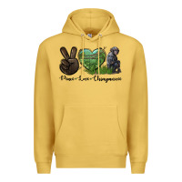 Antique Gold Peace Love Chimpanzee Premium Hoodie - LillyAllenDesigns