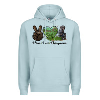 Blue Mist Peace Love Chimpanzee Premium Hoodie - LillyAllenDesigns