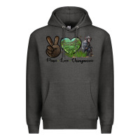 Charcoal Heather Peace Love Chimpanzee Premium Hoodie - LillyAllenDesigns