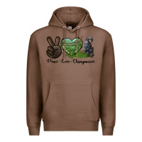 Chestnut Peace Love Chimpanzee Premium Hoodie - LillyAllenDesigns
