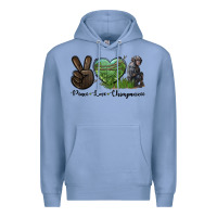 Colony Blue Peace Love Chimpanzee Premium Hoodie - LillyAllenDesigns