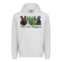 Dove Grey Peace Love Chimpanzee Premium Hoodie - LillyAllenDesigns