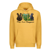 Mustard Peace Love Chimpanzee Premium Hoodie - LillyAllenDesigns