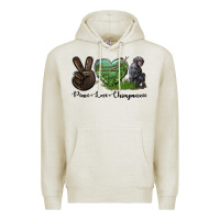 Oatmeal Heather Peace Love Chimpanzee Premium Hoodie - LillyAllenDesigns