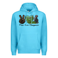 Ocean Blue Peace Love Chimpanzee Premium Hoodie - LillyAllenDesigns