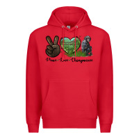 Red Peace Love Chimpanzee Premium Hoodie - LillyAllenDesigns