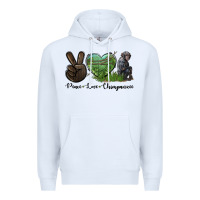 White Peace Love Chimpanzee Premium Hoodie - LillyAllenDesigns