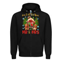 Black our first christmas as mr and mrs Zipper Hoodie - Zillion Design Studio