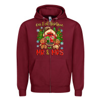 Burgundy our first christmas as mr and mrs Zipper Hoodie - Zillion Design Studio