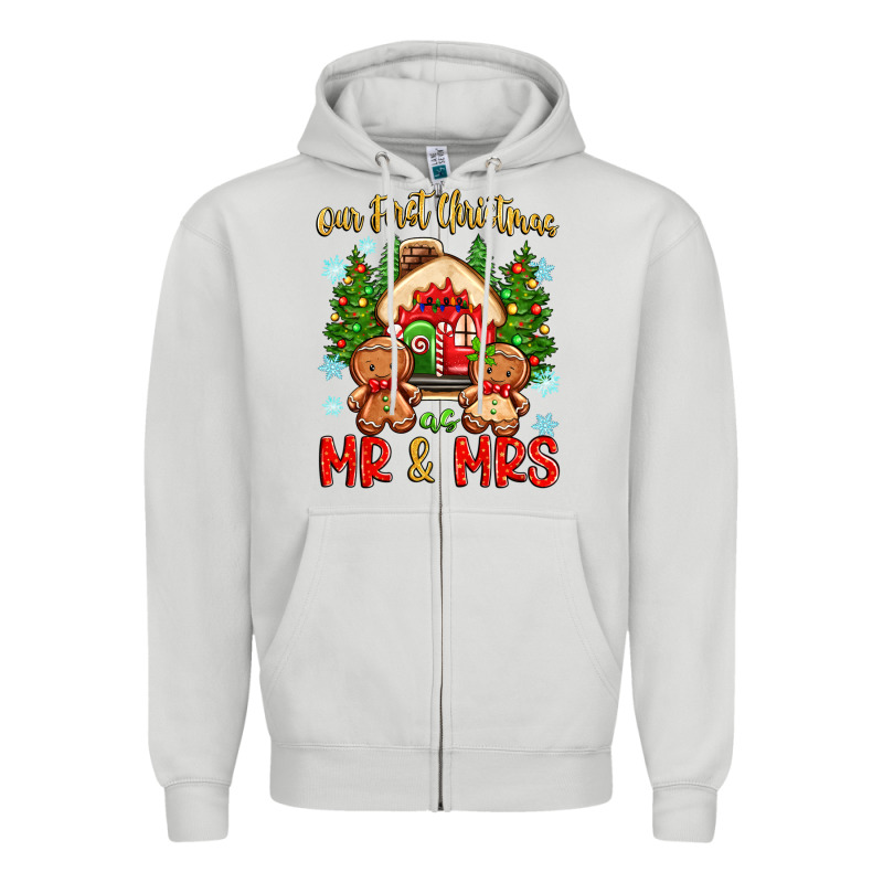 Our First Christmas As Mr And Mrs Zipper Hoodie by Zillion Design Studio | Teevron