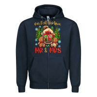Navy our first christmas as mr and mrs Zipper Hoodie - Zillion Design Studio