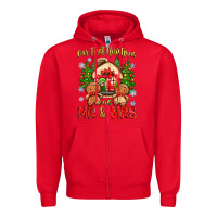 Red our first christmas as mr and mrs Zipper Hoodie - Zillion Design Studio