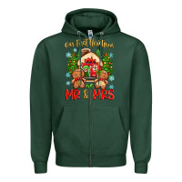 Sports Green our first christmas as mr and mrs Zipper Hoodie - Zillion Design Studio