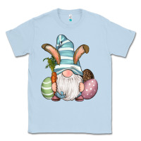 Dusty Blue Easter Bunny Gnomes with Egg and Carrot Classic Tee - RanaPortraitStore