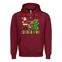 Burgundy north pole reindeer farm Zipper Hoodie - Zillion Design Studio