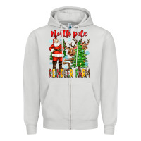 Dove Grey north pole reindeer farm Zipper Hoodie - Zillion Design Studio