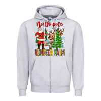 Heather Grey north pole reindeer farm Zipper Hoodie - Zillion Design Studio
