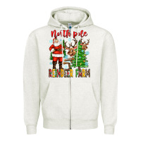 Oatmeal Heather north pole reindeer farm Zipper Hoodie - Zillion Design Studio