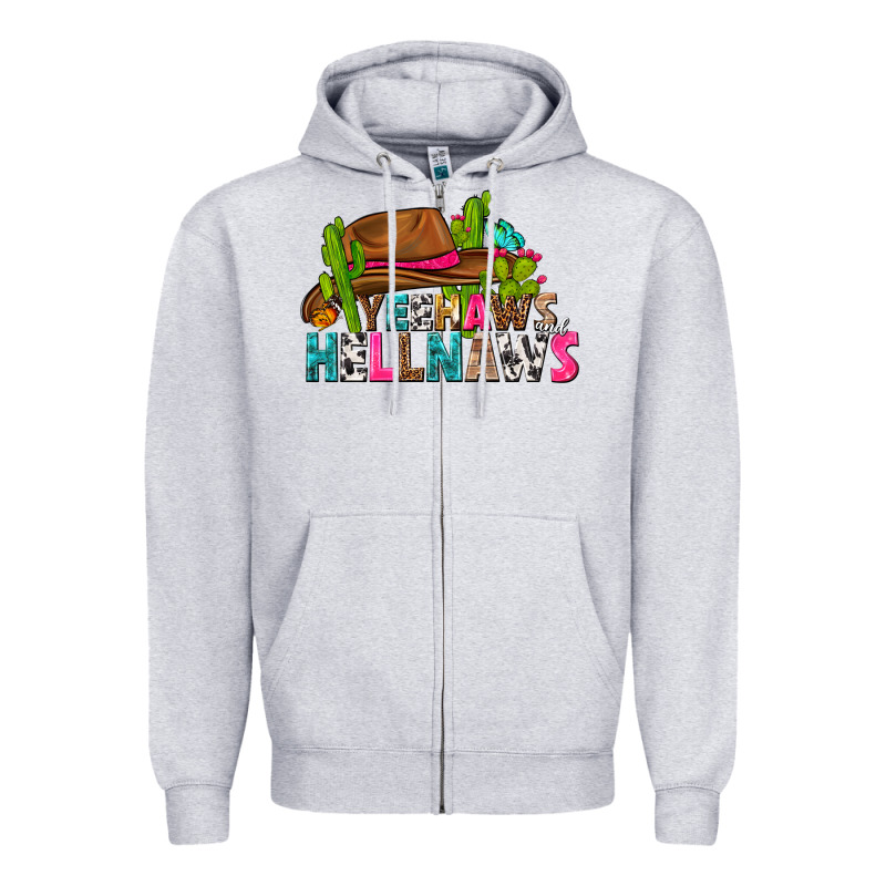 Yeehaws And Hellnaws Zipper Hoodie by texasbilliewilder | Teevron