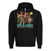 Black wild and free Zipper Hoodie - texasbilliewilder