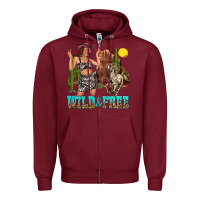 Burgundy wild and free Zipper Hoodie - texasbilliewilder