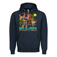 Navy wild and free Zipper Hoodie - texasbilliewilder
