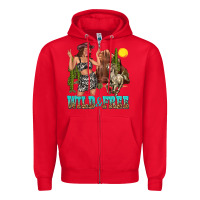 Red wild and free Zipper Hoodie - texasbilliewilder