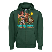 Sports Green wild and free Zipper Hoodie - texasbilliewilder
