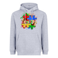 Heather Grey autism puzzle pieces Heavyweight Hoodie - Zillion Design Studio