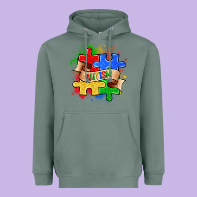 Autism Puzzle Pieces Heavyweight Hoodie Designed By Zillion Design Studio
